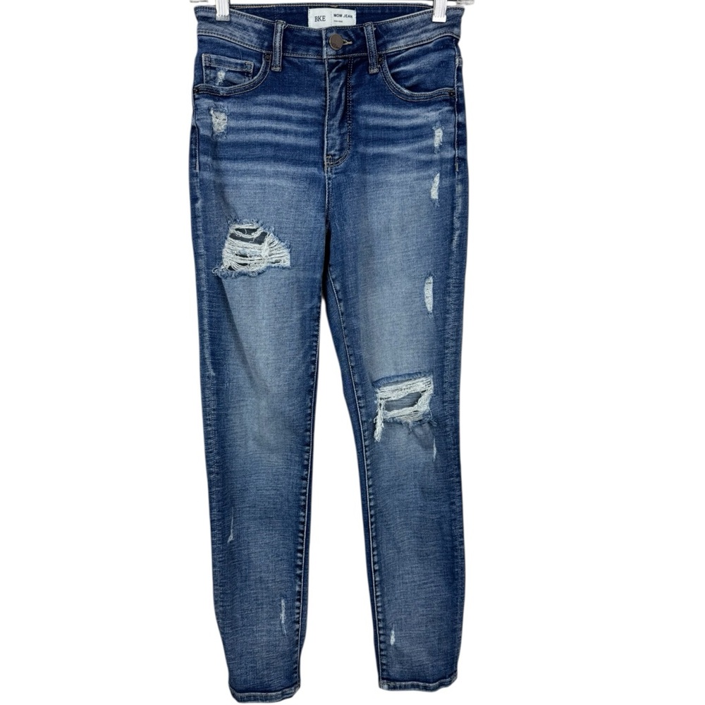 BKE Buckle high rise distressed stretch mom jeans size 24